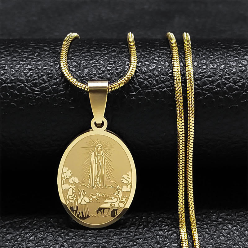 Christiandiscipleshop Classic Style Our Lady of Fatima Pendant Crafted Blessing Necklace