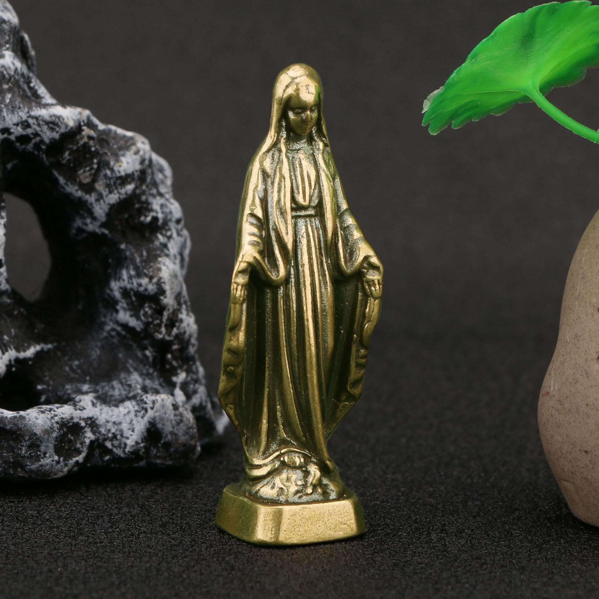 Christiandiscipleshop Retro Style Brass Stereoscopic Bronze Our Lady of Grace Desktop Decorations Ornament