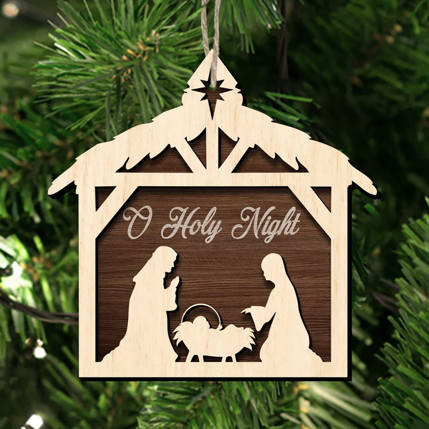 Christiandiscipleshop Rustic Minimalist Style Nativity Scene Pendant Christmas Nativity Hanging Ornaments