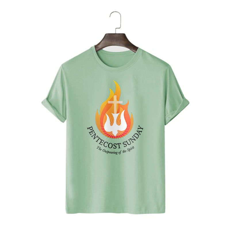 Christiandiscipleshop Classic Style Pentecost Sunday Outpouring of the Spirit Short Sleeve Washed T-shirt