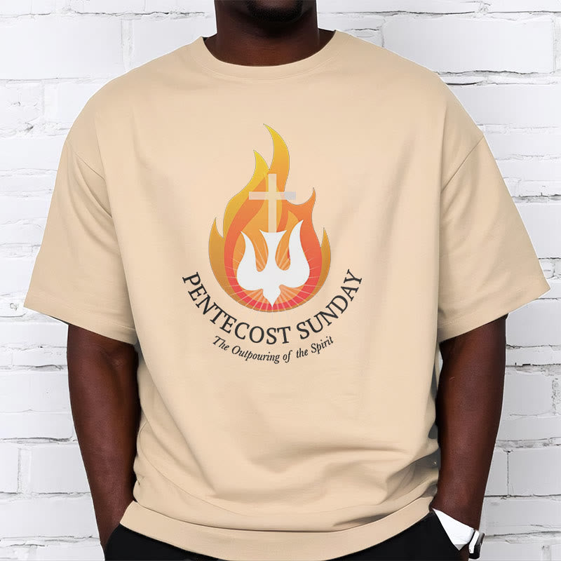 Christiandiscipleshop Classic Style Pentecost Sunday Outpouring of the Spirit Short Sleeve Washed T-shirt