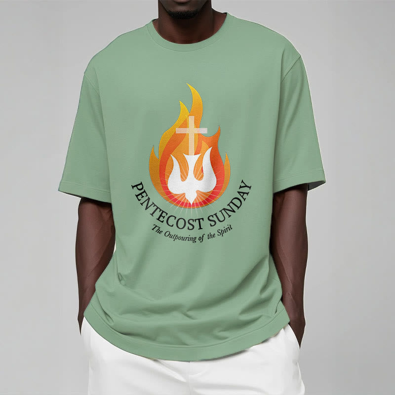 Christiandiscipleshop Classic Style Pentecost Sunday Outpouring of the Spirit Short Sleeve Washed T-shirt
