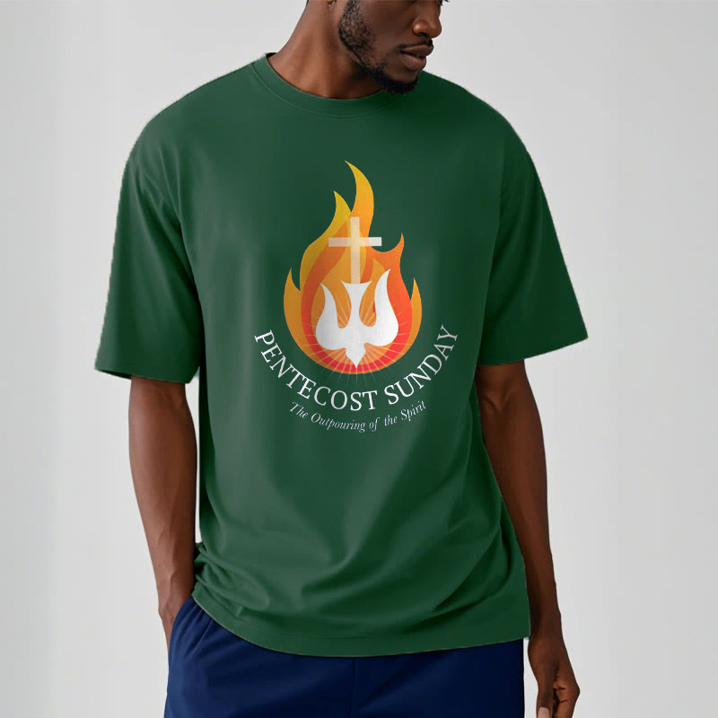 Christiandiscipleshop Classic Style Pentecost Sunday Outpouring of the Spirit Short Sleeve Washed T-shirt