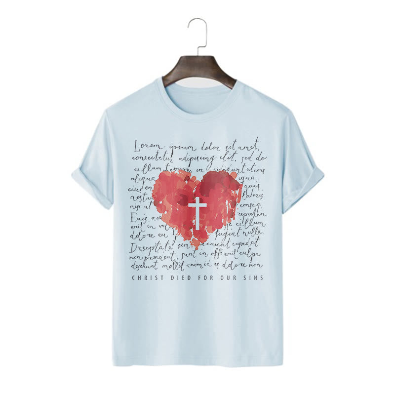 Christiandiscipleshop Fresh Style Cross and Heart Short Sleeve Washed T-shirt