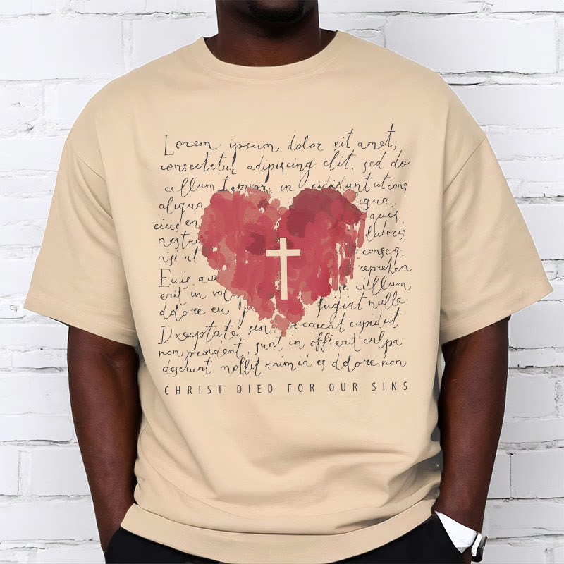 Christiandiscipleshop Fresh Style Cross and Heart Short Sleeve Washed T-shirt