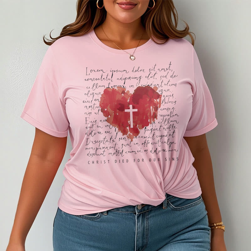 Christiandiscipleshop Fresh Style Cross and Heart Short Sleeve Washed T-shirt