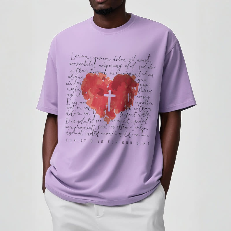 Christiandiscipleshop Fresh Style Cross and Heart Short Sleeve Washed T-shirt