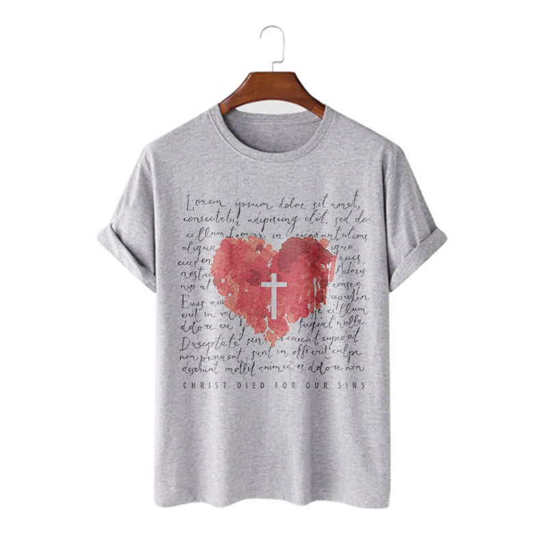 Christiandiscipleshop Fresh Style Cross and Heart Short Sleeve Washed T-shirt