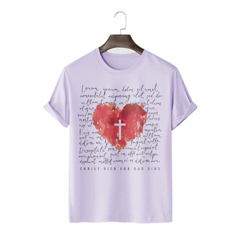 Christiandiscipleshop Fresh Style Cross and Heart Short Sleeve Washed T-shirt