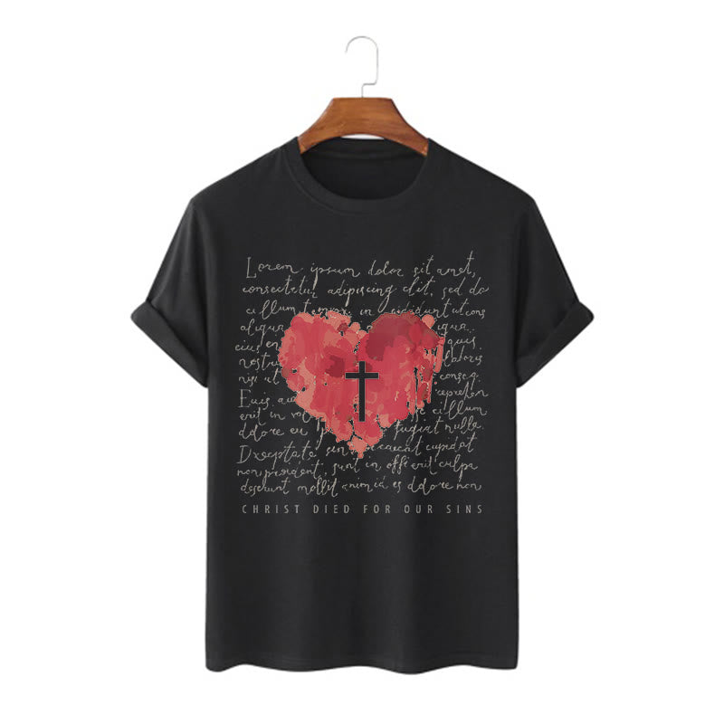 Christiandiscipleshop Fresh Style Cross and Heart Short Sleeve Washed T-shirt