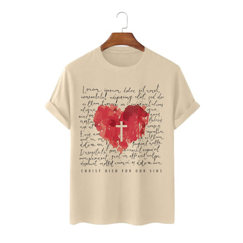 Christiandiscipleshop Fresh Style Cross and Heart Short Sleeve Washed T-shirt