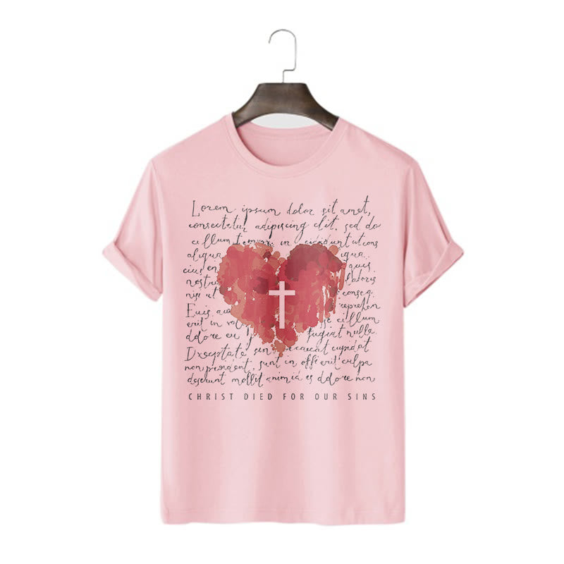 Christiandiscipleshop Fresh Style Cross and Heart Short Sleeve Washed T-shirt