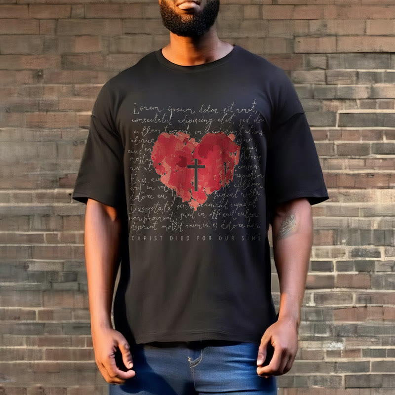 Christiandiscipleshop Fresh Style Cross and Heart Short Sleeve Washed T-shirt