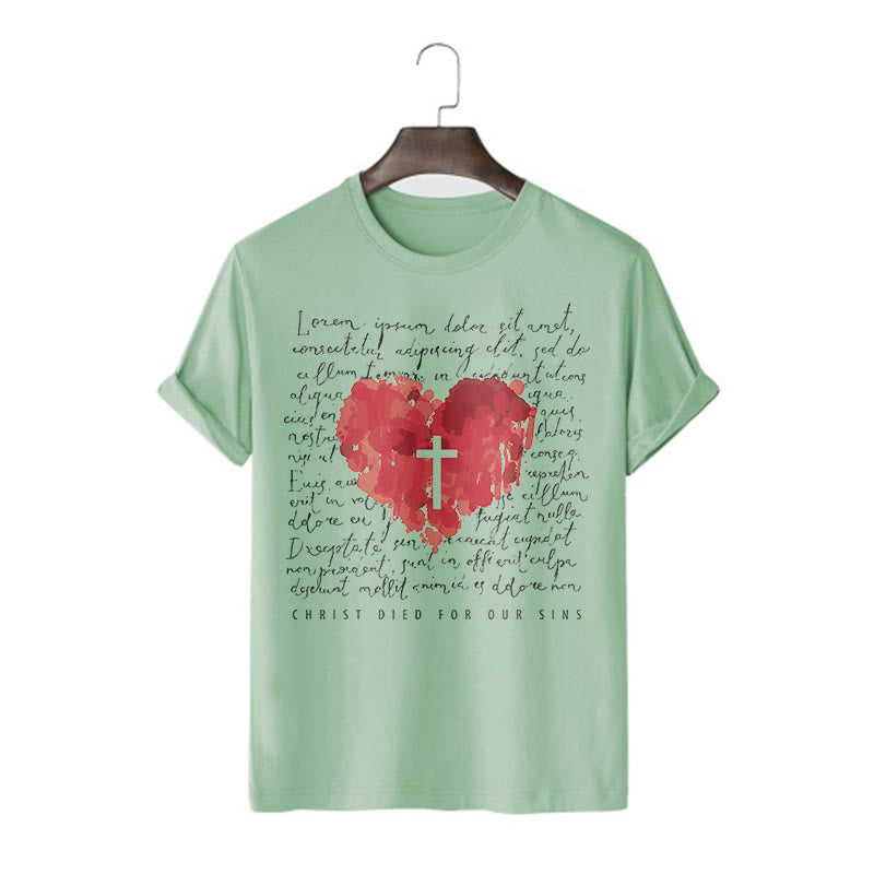 Christiandiscipleshop Fresh Style Cross and Heart Short Sleeve Washed T-shirt