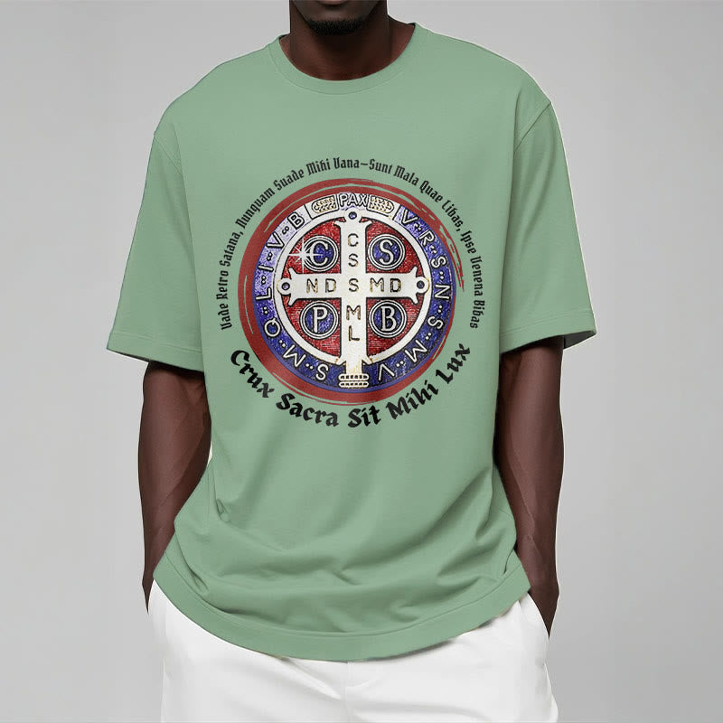 Christiandiscipleshop Classic Style Saint Benedict Medal Short Sleeve Washed T-shirt