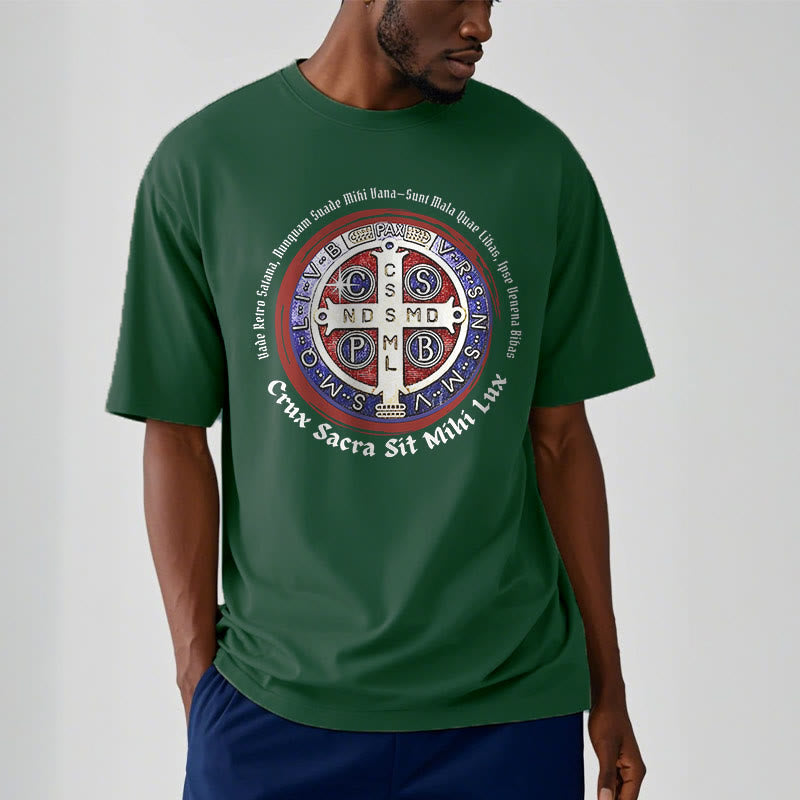 Christiandiscipleshop Classic Style Saint Benedict Medal Short Sleeve Washed T-shirt