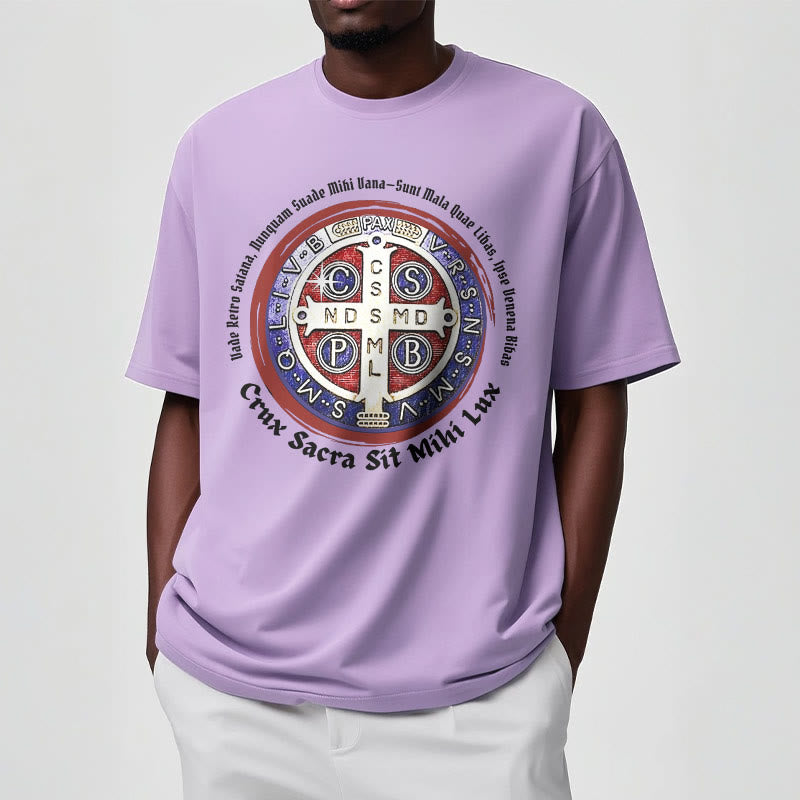 Christiandiscipleshop Classic Style Saint Benedict Medal Short Sleeve Washed T-shirt