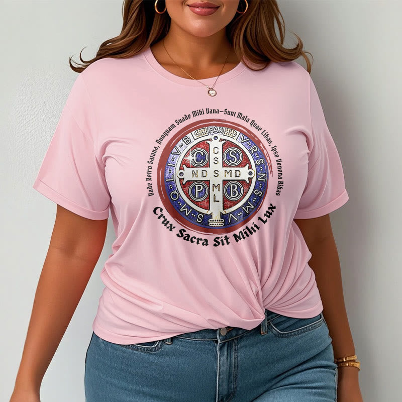 Christiandiscipleshop Classic Style Saint Benedict Medal Short Sleeve Washed T-shirt