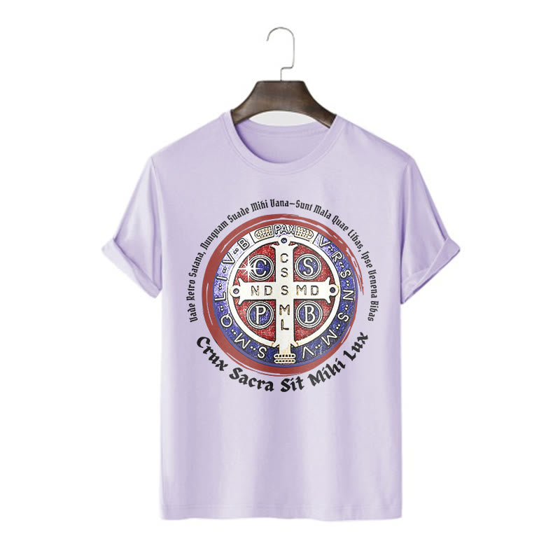 Christiandiscipleshop Classic Style Saint Benedict Medal Short Sleeve Washed T-shirt