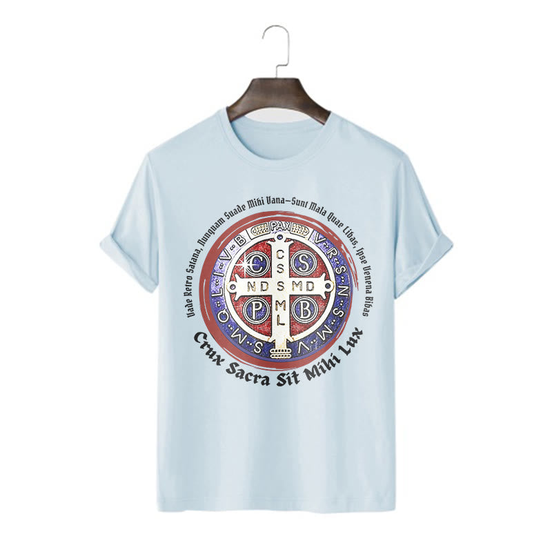 Christiandiscipleshop Classic Style Saint Benedict Medal Short Sleeve Washed T-shirt