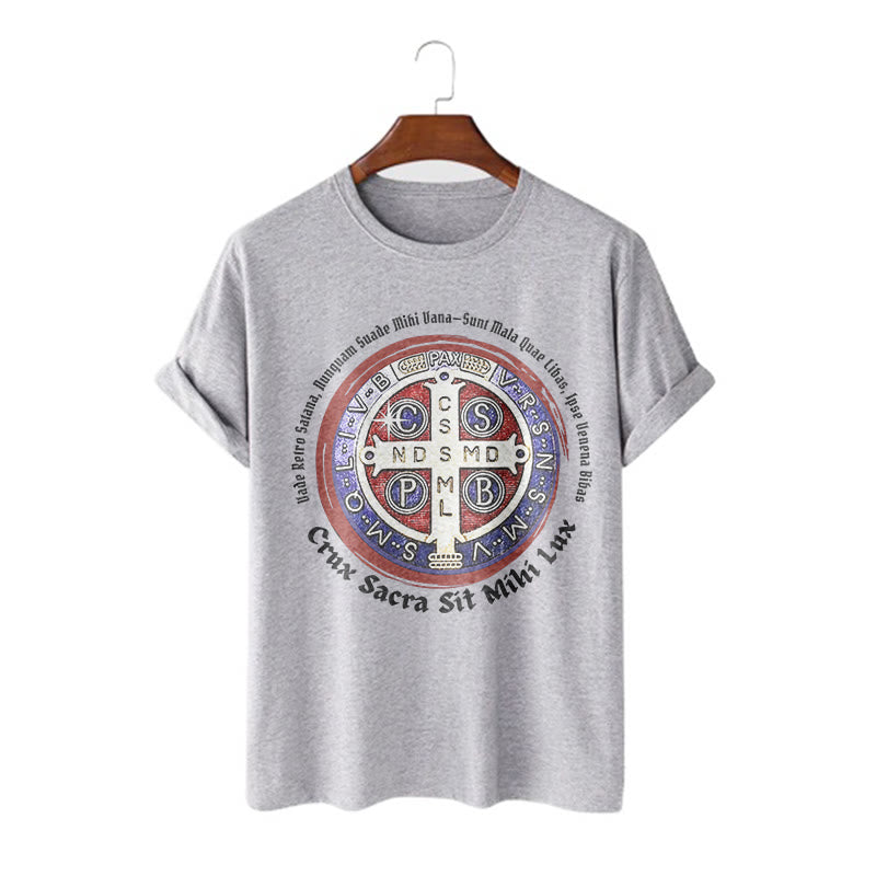 Christiandiscipleshop Classic Style Saint Benedict Medal Short Sleeve Washed T-shirt