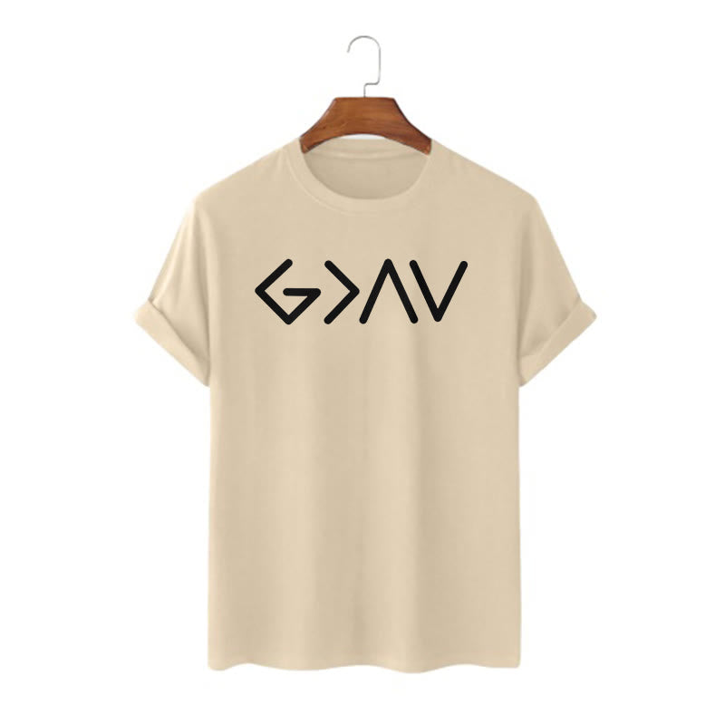 christiandiscipleshop Minimalist Style Faith-Inspired God Is Greater Short Sleeve Washed T-shirt