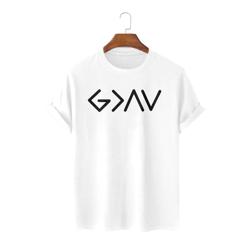 christiandiscipleshop Minimalist Style Faith-Inspired God Is Greater Short Sleeve Washed T-shirt