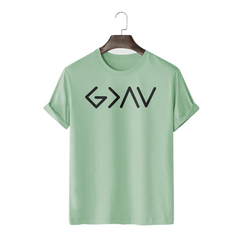 christiandiscipleshop Minimalist Style Faith-Inspired God Is Greater Short Sleeve Washed T-shirt