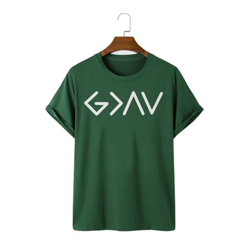 christiandiscipleshop Minimalist Style Faith-Inspired God Is Greater Short Sleeve Washed T-shirt