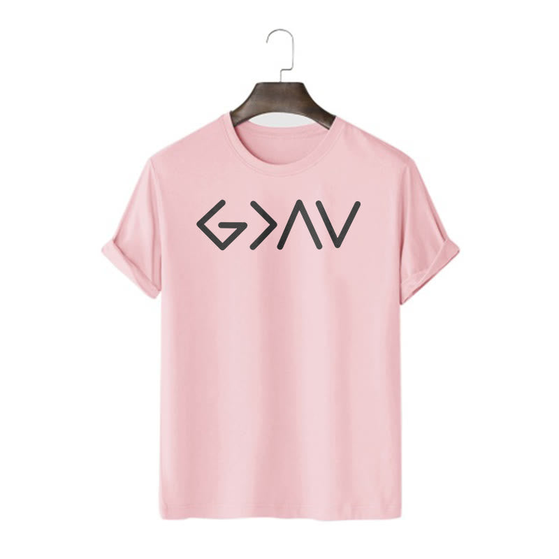 christiandiscipleshop Minimalist Style Faith-Inspired God Is Greater Short Sleeve Washed T-shirt