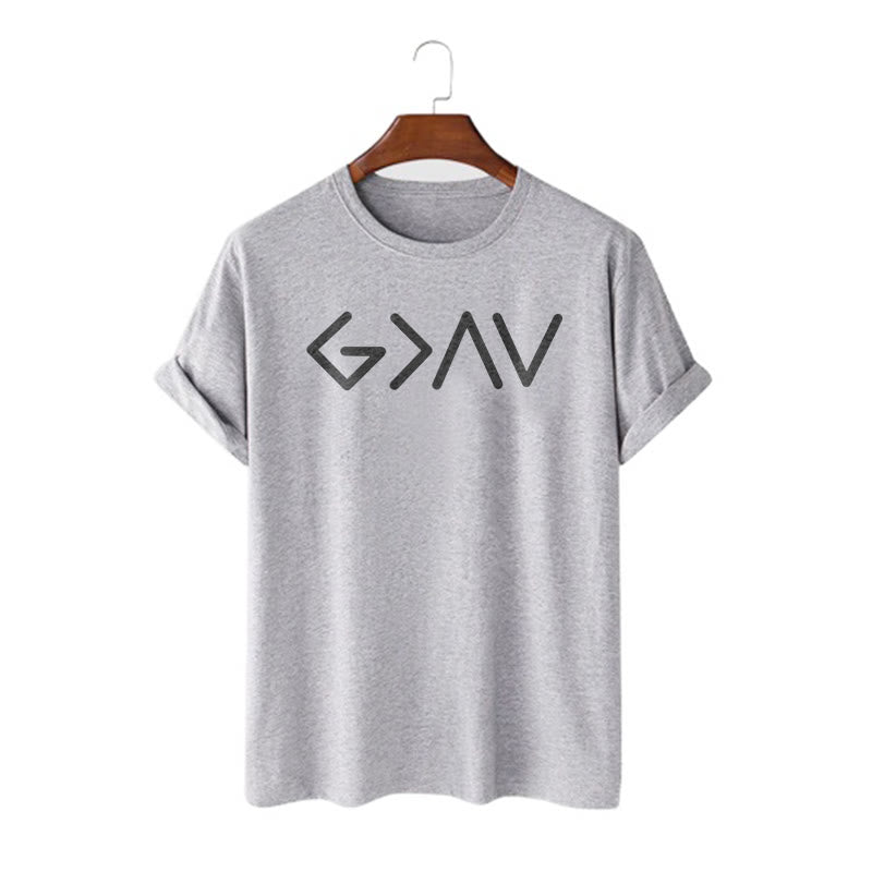 christiandiscipleshop Minimalist Style Faith-Inspired God Is Greater Short Sleeve Washed T-shirt