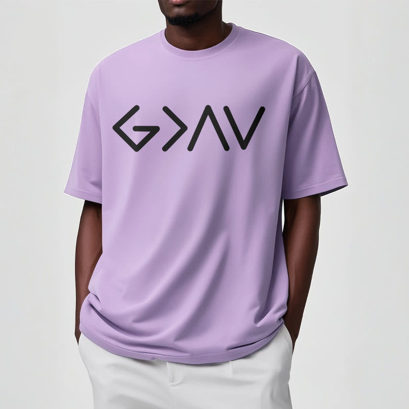 christiandiscipleshop Minimalist Style Faith-Inspired God Is Greater Short Sleeve Washed T-shirt