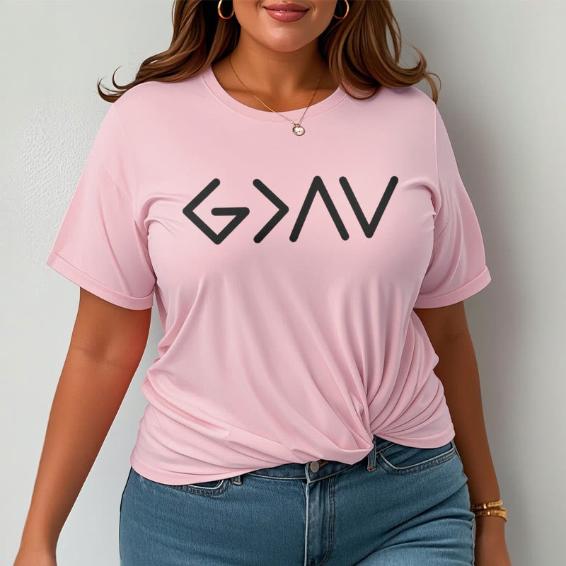 christiandiscipleshop Minimalist Style Faith-Inspired God Is Greater Short Sleeve Washed T-shirt