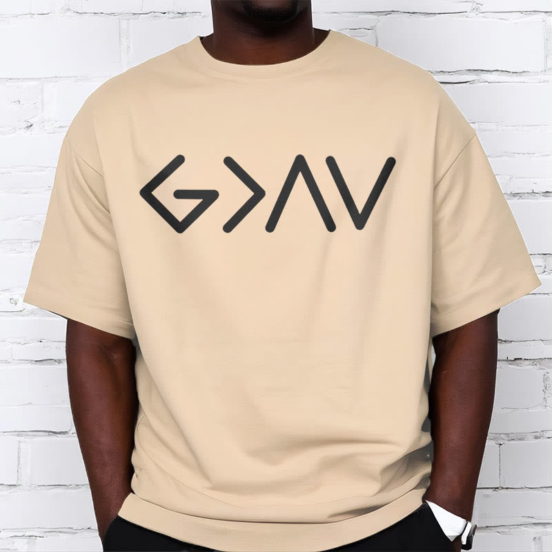 christiandiscipleshop Minimalist Style Faith-Inspired God Is Greater Short Sleeve Washed T-shirt
