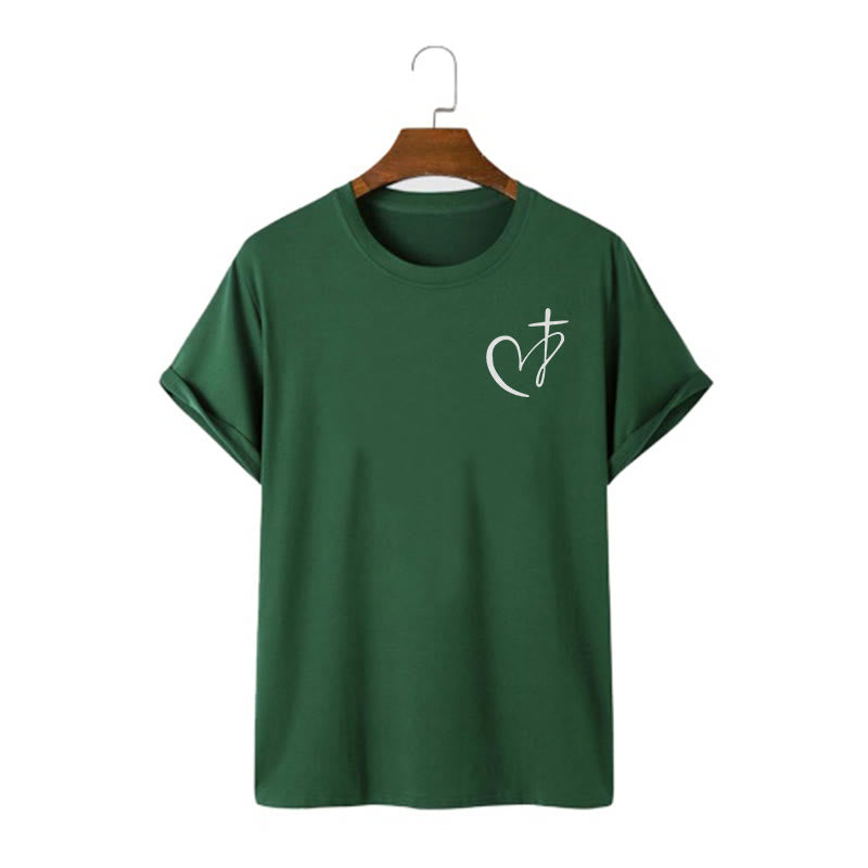 christiandiscipleshop Minimalist Style Blessed Heart And Cross Short Sleeve Washed T-shirt
