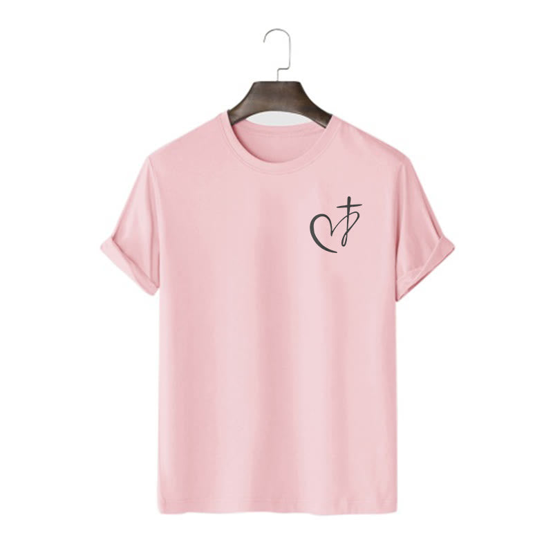 christiandiscipleshop Minimalist Style Blessed Heart And Cross Short Sleeve Washed T-shirt