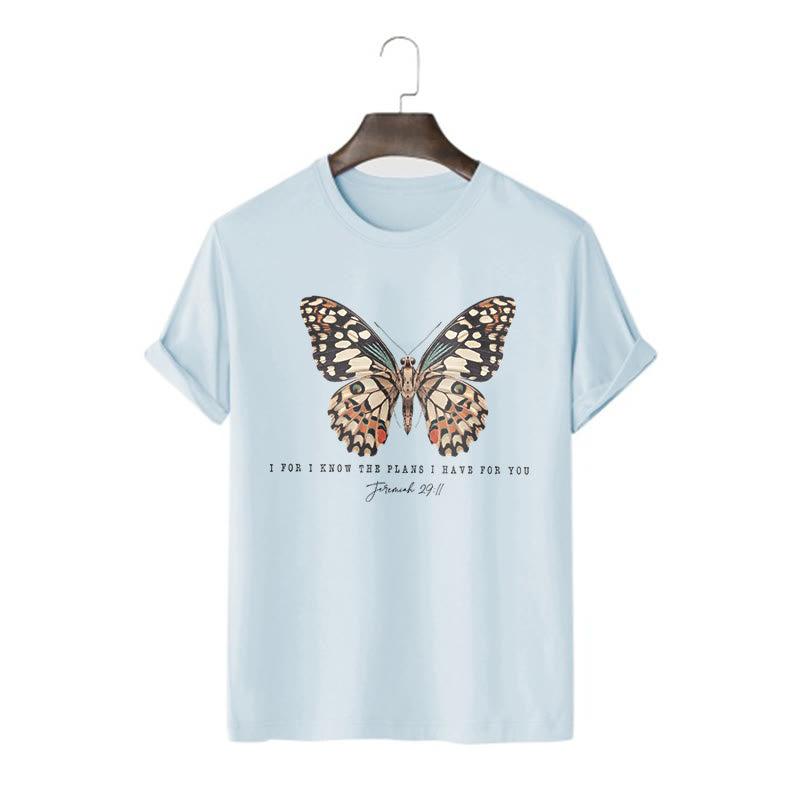 christiandiscipleshop Modern Style Quote Butterfly Jeremiah 29:11 Short Sleeve Washed T-shirt