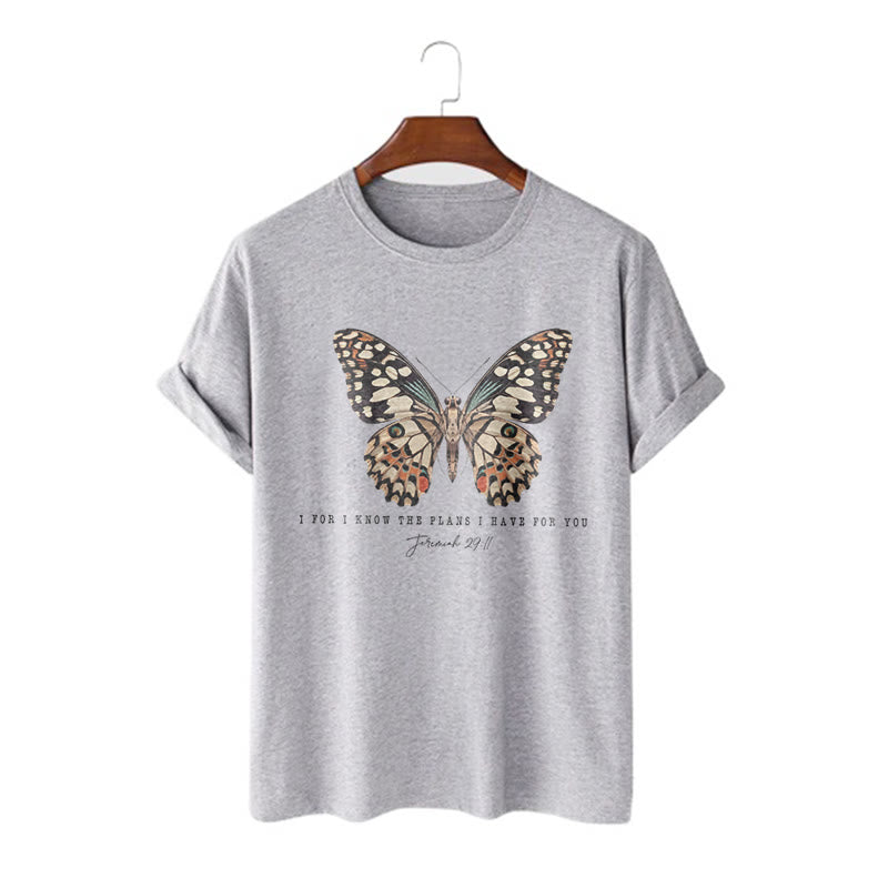 christiandiscipleshop Modern Style Quote Butterfly Jeremiah 29:11 Short Sleeve Washed T-shirt