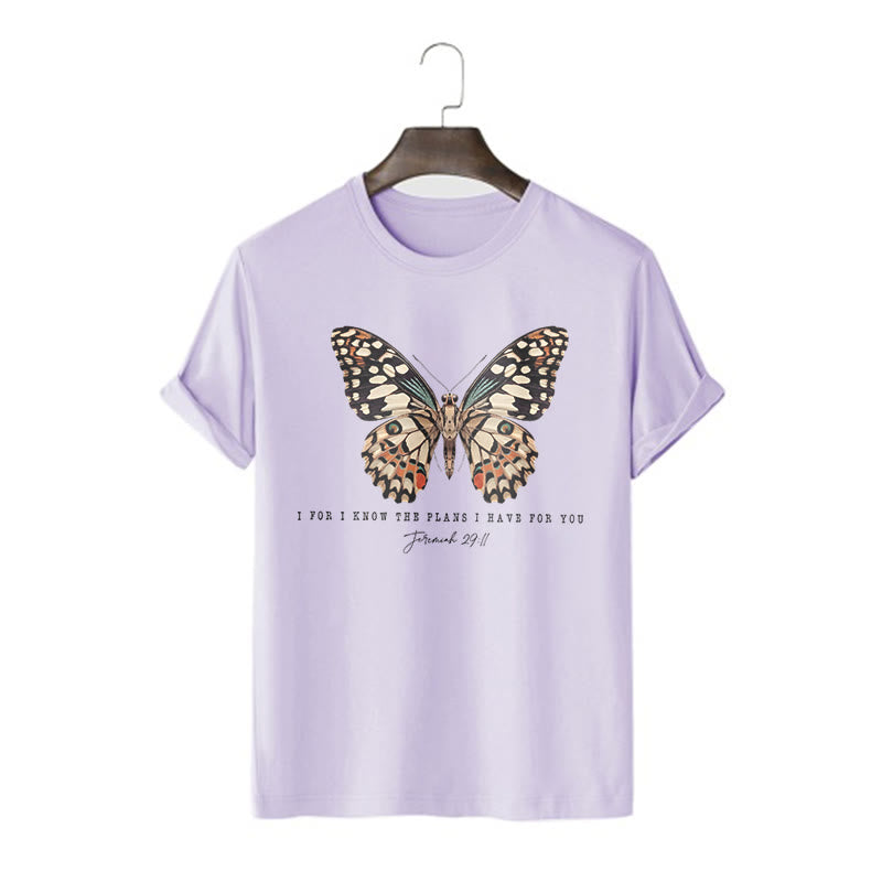christiandiscipleshop Modern Style Quote Butterfly Jeremiah 29:11 Short Sleeve Washed T-shirt