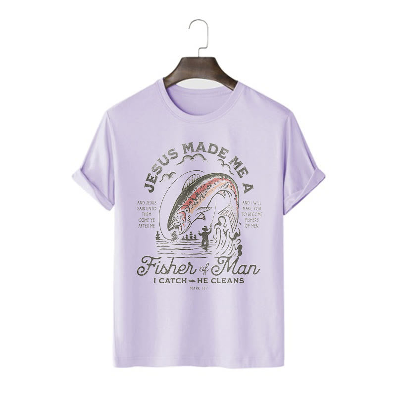 Christiandiscipleshop Quotaion Style Jesus Made Me A Fisher Of Man Short Sleeve Washed T-shirt