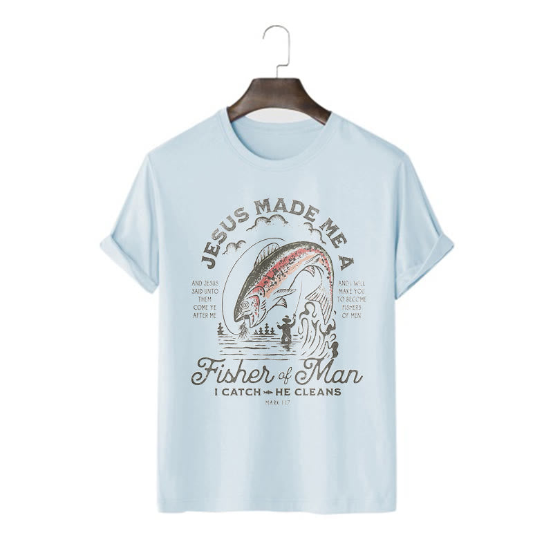 Christiandiscipleshop Quotaion Style Jesus Made Me A Fisher Of Man Short Sleeve Washed T-shirt