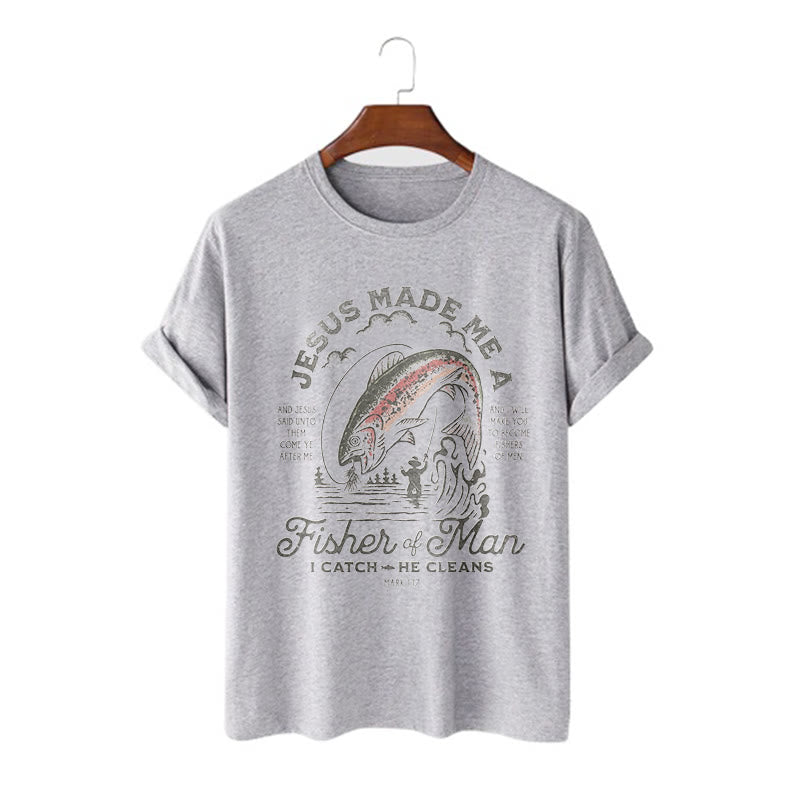 Christiandiscipleshop Quotaion Style Jesus Made Me A Fisher Of Man Short Sleeve Washed T-shirt