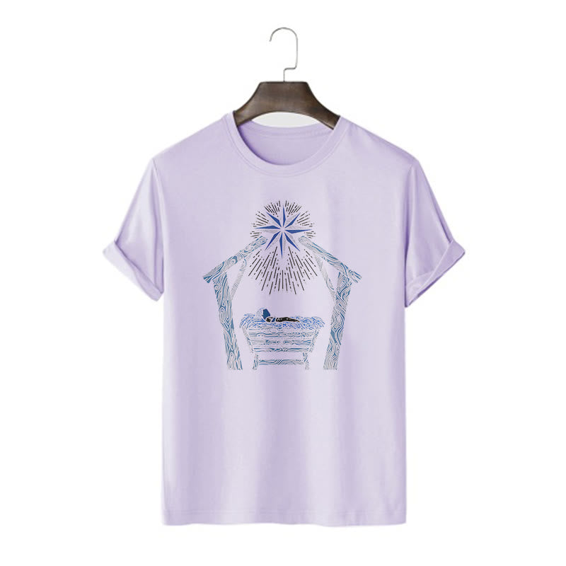 Christiandiscipleshop Classic Style Nativity Scene Manger And Star Short Sleeve Washed T-shirt