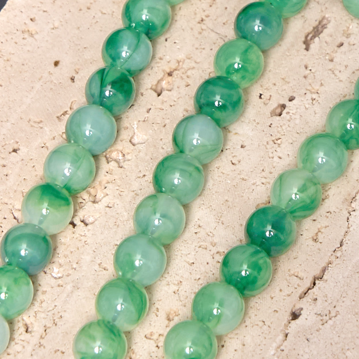 christiandiscipleshop Immaculate Heart of Mary & Crucifix of 10 mm Round Green Acrylic Nylon Cord Rosary