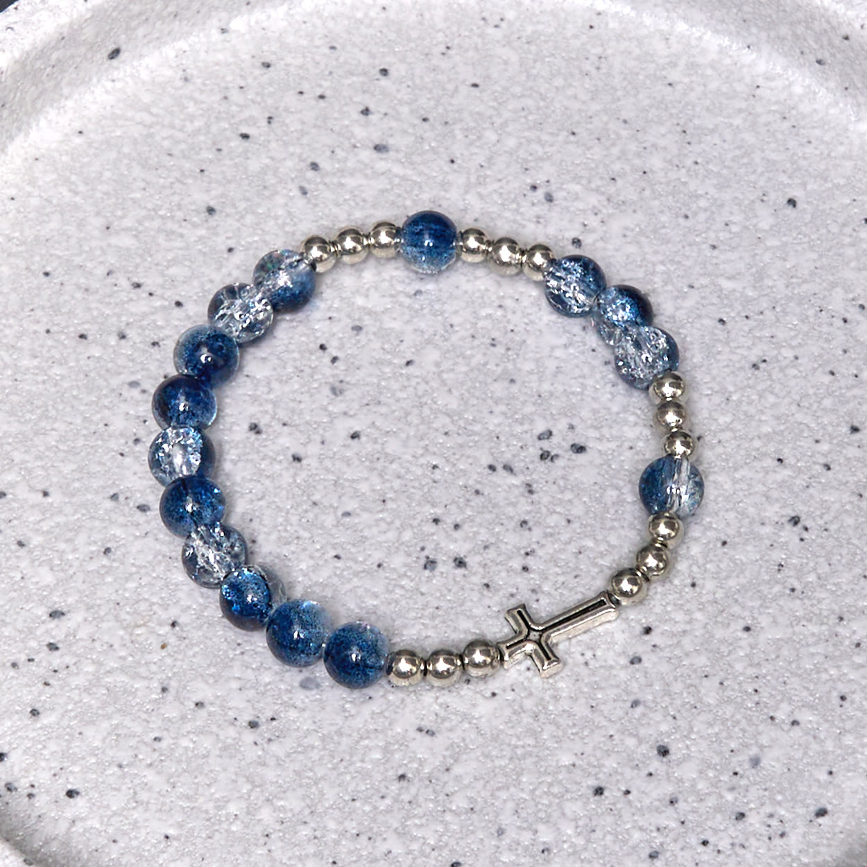 Christiandiscipleshop Classic Style St. Benedict Medal & Crucifix Blue Acrylic Rosary/Bracelet