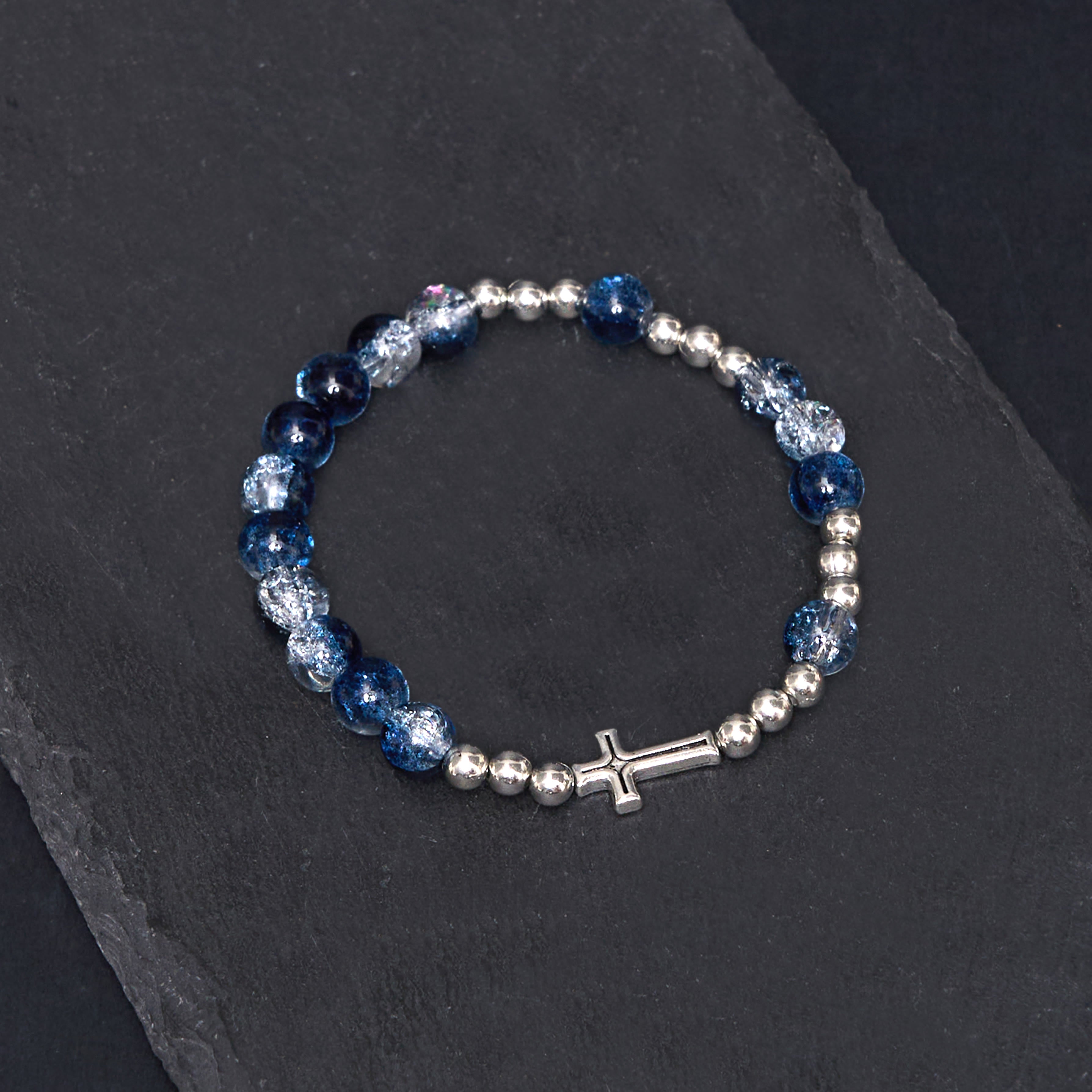 Christiandiscipleshop Classic Style St. Benedict Medal & Crucifix Blue Acrylic Rosary/Bracelet