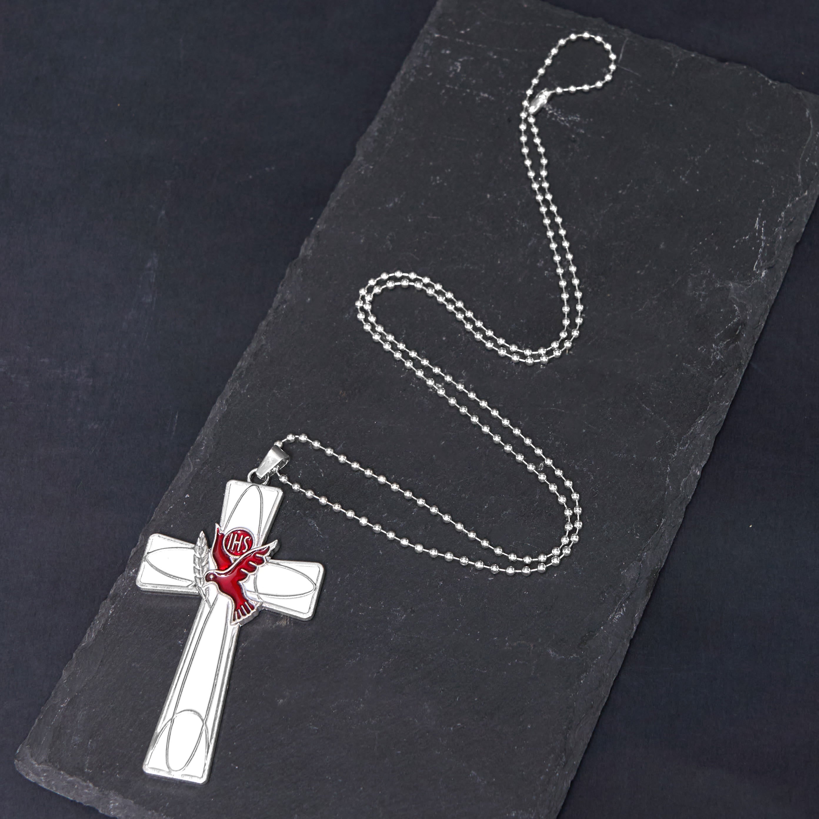 christiandiscipleshop Modern Style Retro IHS Holy Spirit Dove Cross Pendant Necklace