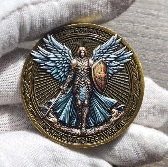 Christiandiscipleshop Classic Style the Archangel Michael Watch Over Us Protection Strengthen Connection Coin