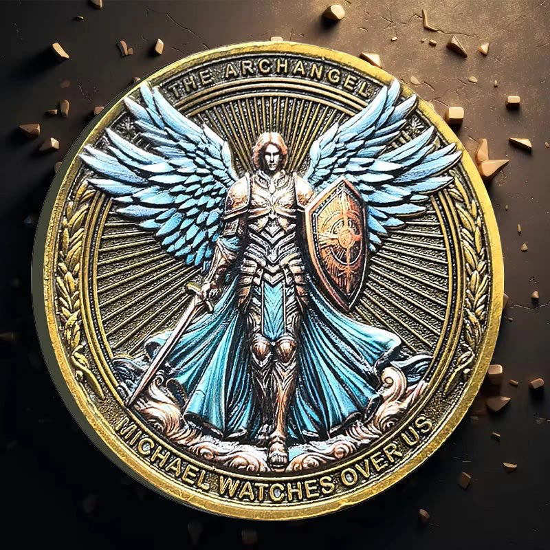 Christiandiscipleshop Classic Style the Archangel Michael Watch Over Us Protection Strengthen Connection Coin
