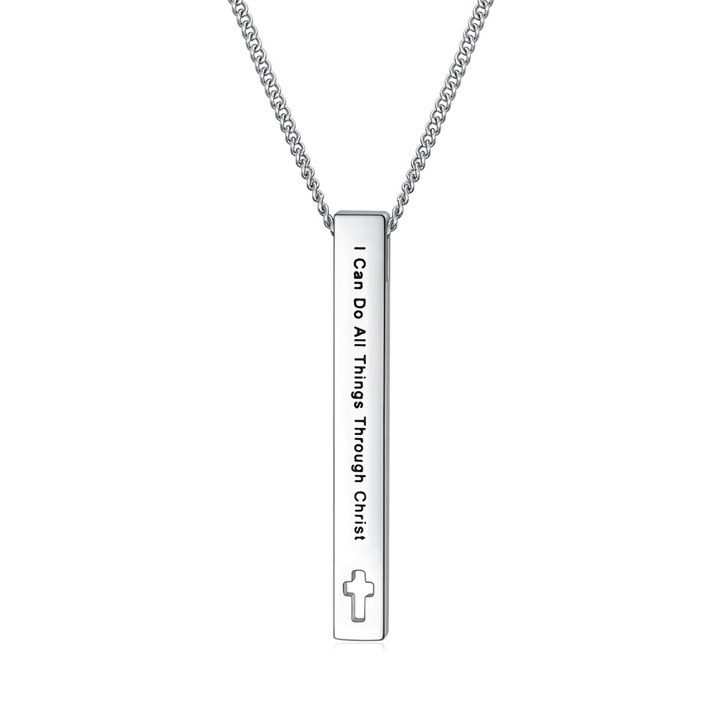 christiandiscipleshop Minimalist Design Style Bible Verse Strength Faith Inspiration Pendant Necklace (8 Verses)